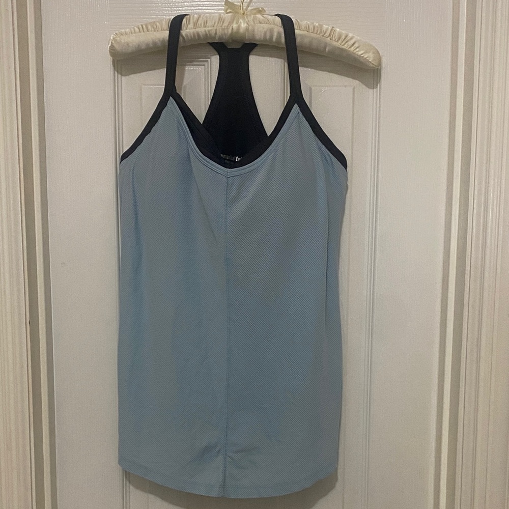 Marika Light Blue and Black Tank Top